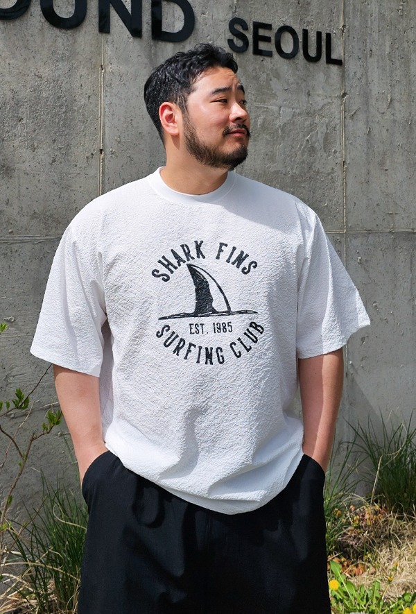ML 오버핏 시어서커 상어 반팔 티셔츠