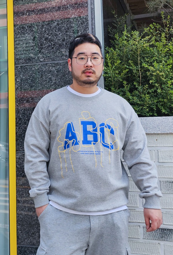 BA 오버핏 ABC 긴팔 맨투맨 스트릿 프린팅 티셔츠